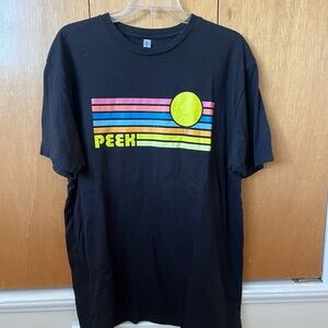 Next Level Apparel Black Tee with Neon Stripes and Yellow Sun